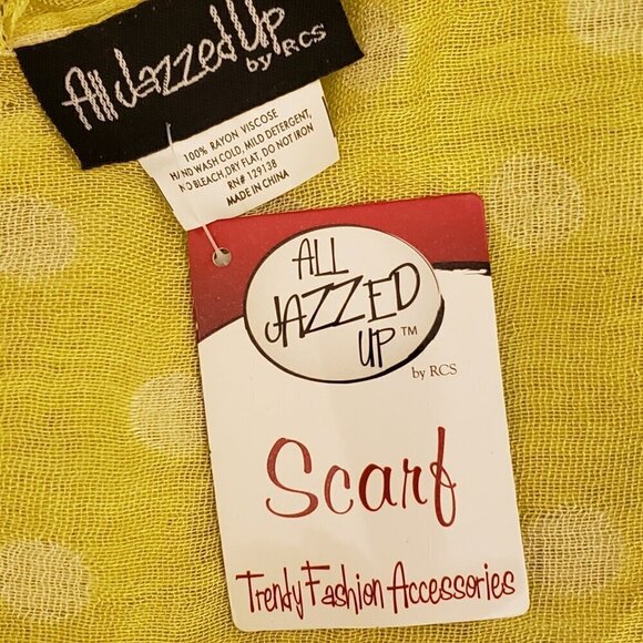 All Jazzed Up Polka Dot Lime Scarf, 24" x 66" - Picture 4 of 7